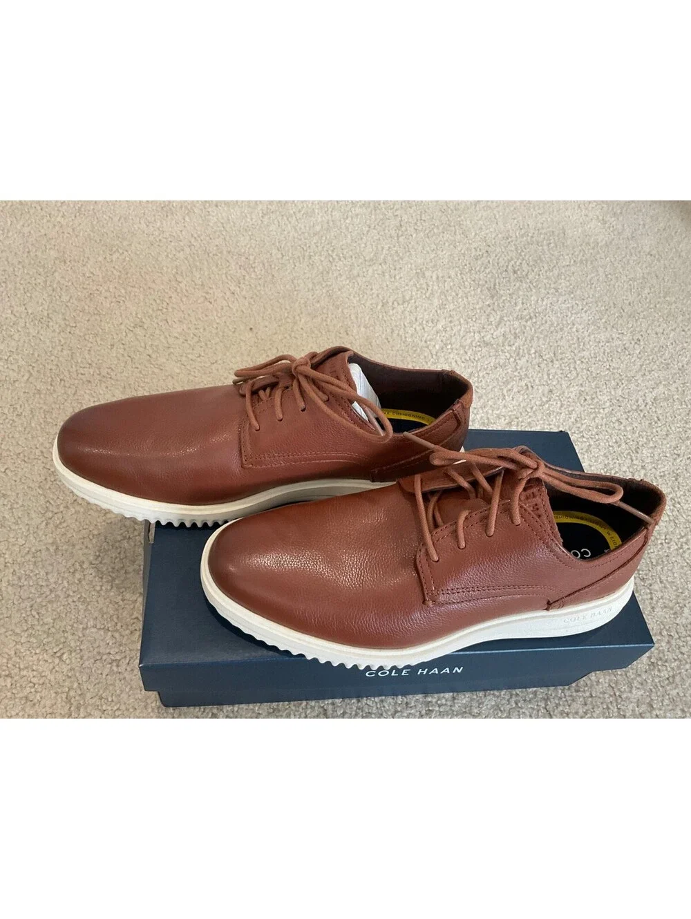Cole Haan Grand Plus Plain Toe Oxford British Tan Leather Shoes C36935 Mens 8 M